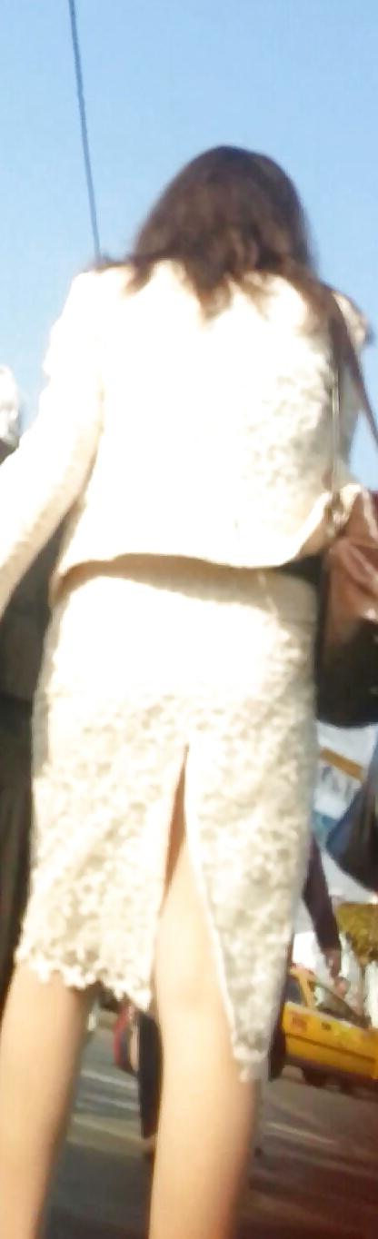 7P Spy sexy mature skirt and nylon romanian