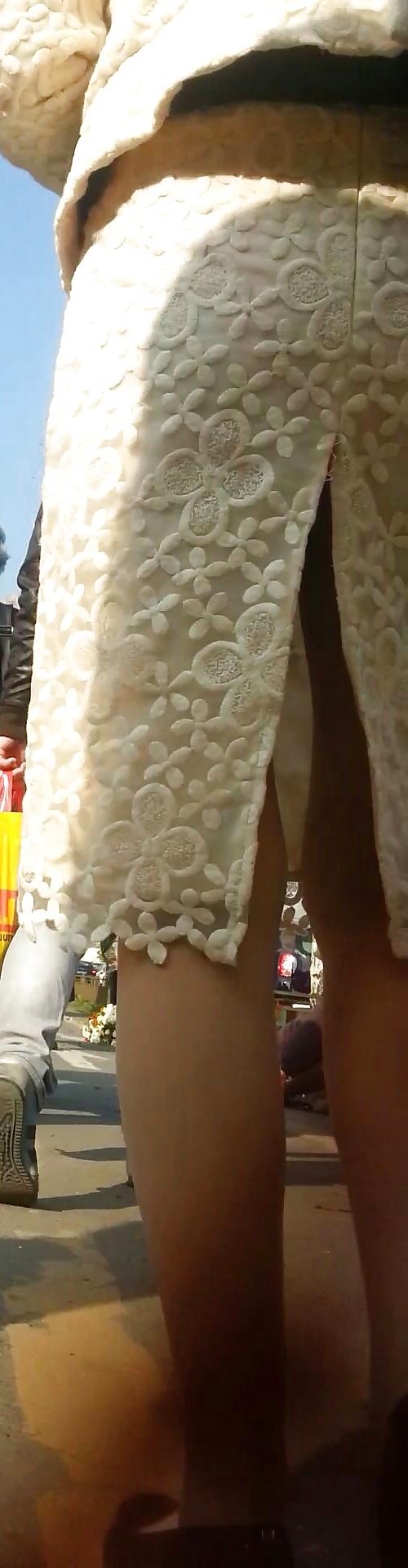 7P Spy sexy mature skirt and nylon romanian