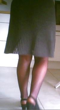 9P Other nurse upskirted : black stocking only under her dress