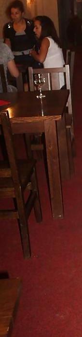 25P Spy sexy old + young in restaurant romanian