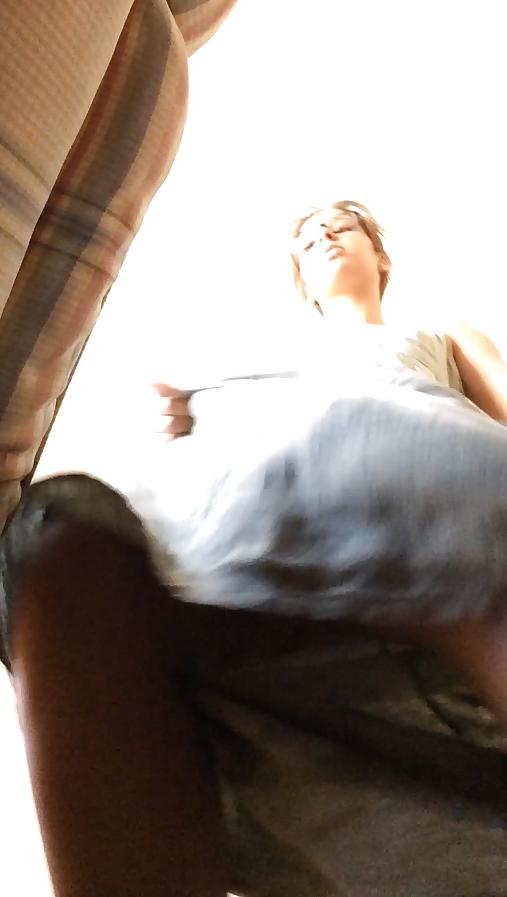 12P Frontal upskirt of girl going commando