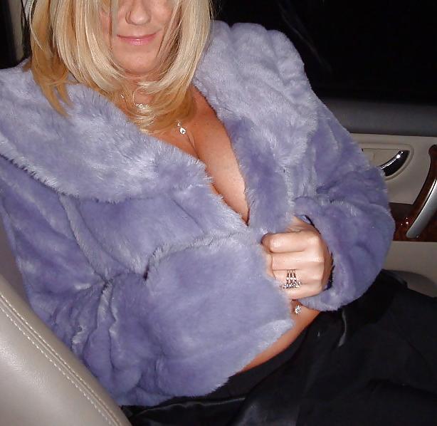 9P Mrs. Betty Boobman - older pics of  her topless in the car