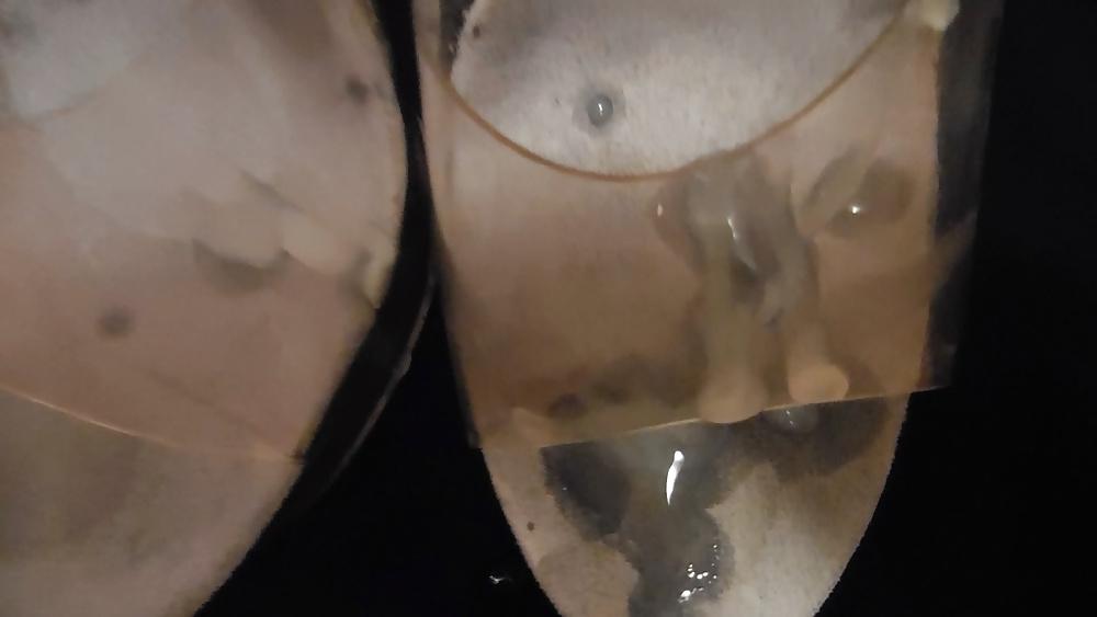 25P Big cumshot over clear High Heels