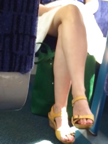 13P Milf shows legs and upskirt on train