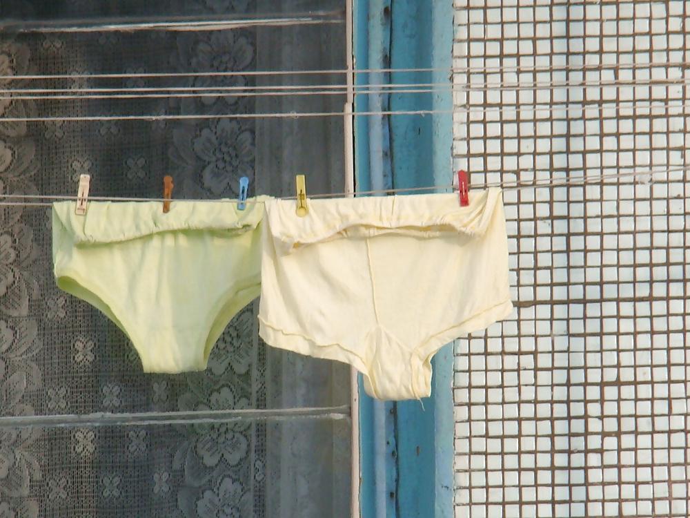 19P Knickers and panties on a clothesline! Amateur!