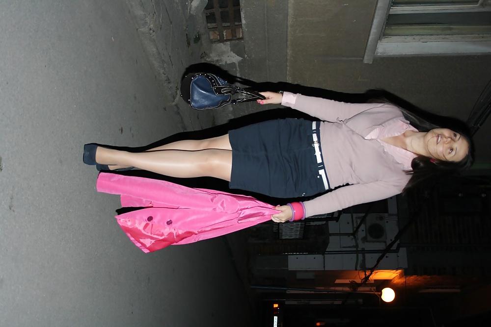 5P Marina in shiny pantyhose and High-Heels