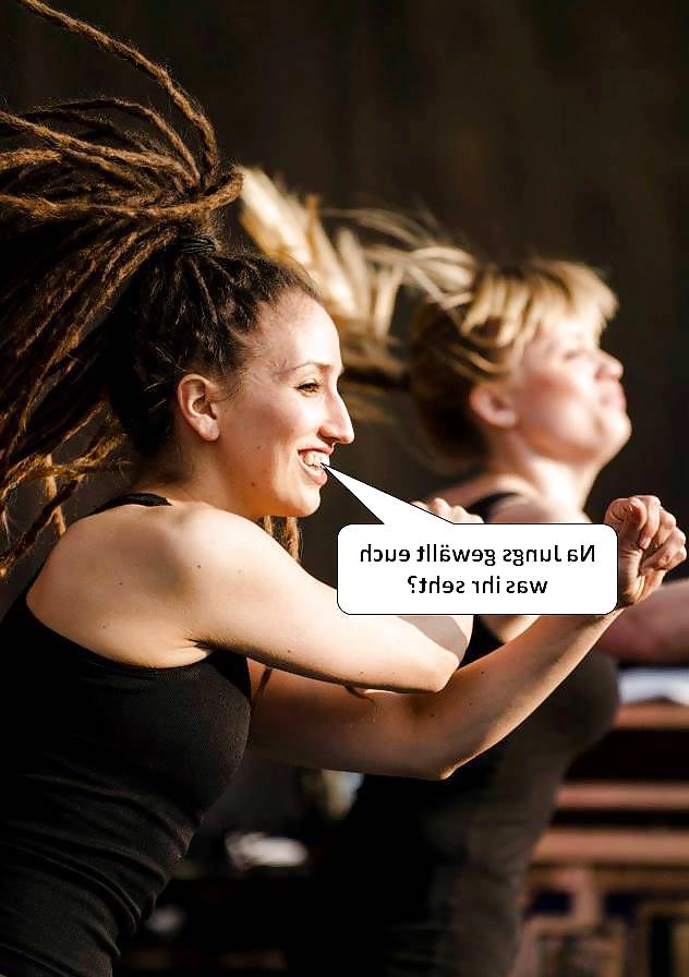 25P German Captions for nylonandleggins of swaggi maggi