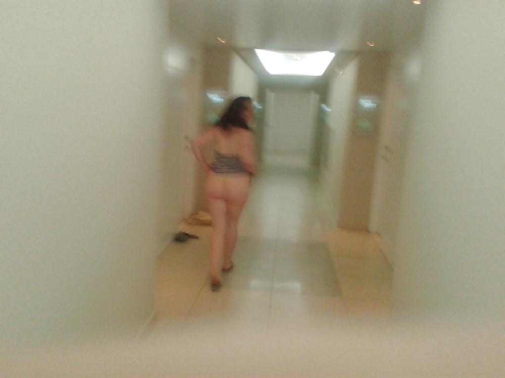 10P Sexy wife flashing around the hotel