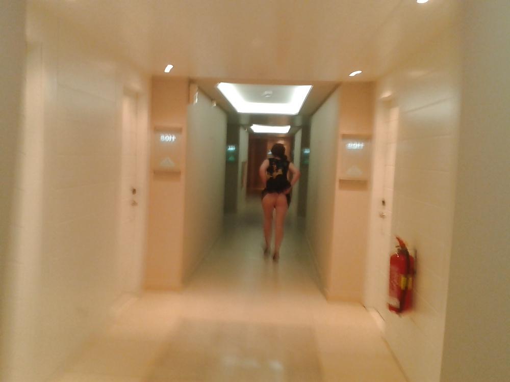 10P Sexy wife flashing around the hotel