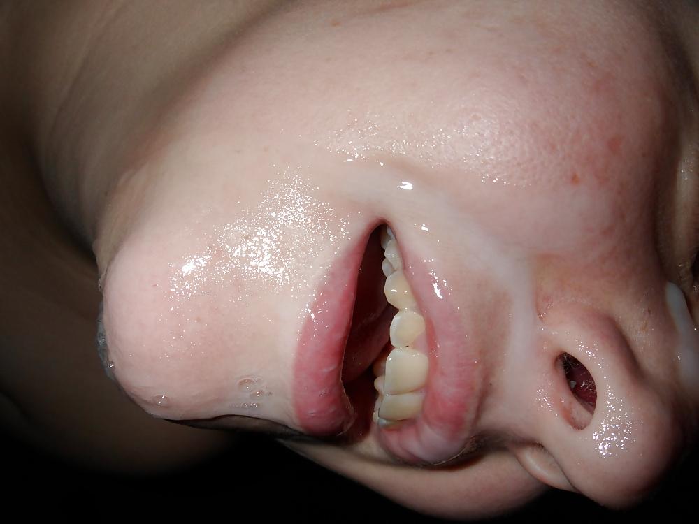 7P Face fuck her with my hard cock and cum all over it