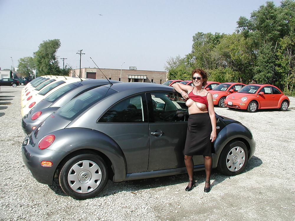25P Housewife posing for husband on public