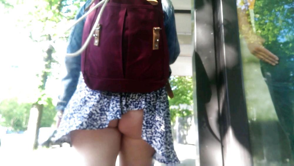 4P Berlin Street German teen girl upskirt 