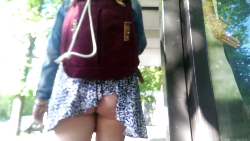 4P Berlin Street German teen girl upskirt 