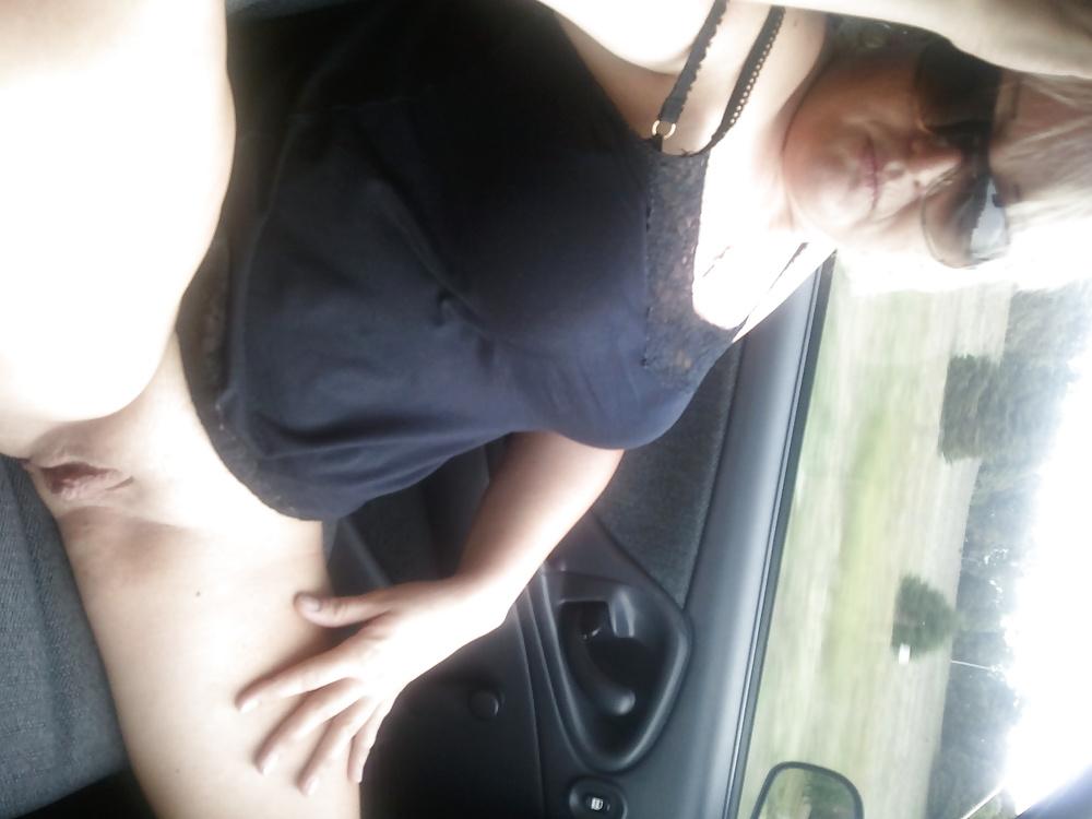 4P Nasty Slut Flashing in the Car