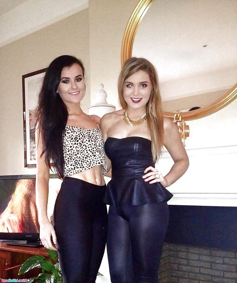 25P Beautiful women in variou types of shiny leggings