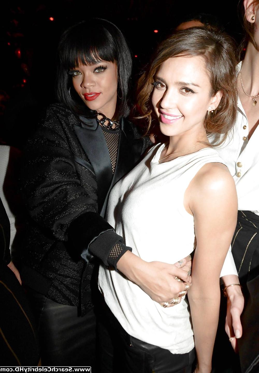 13P Rihanna - Braless at Balmain Fashion Show - Afterparty