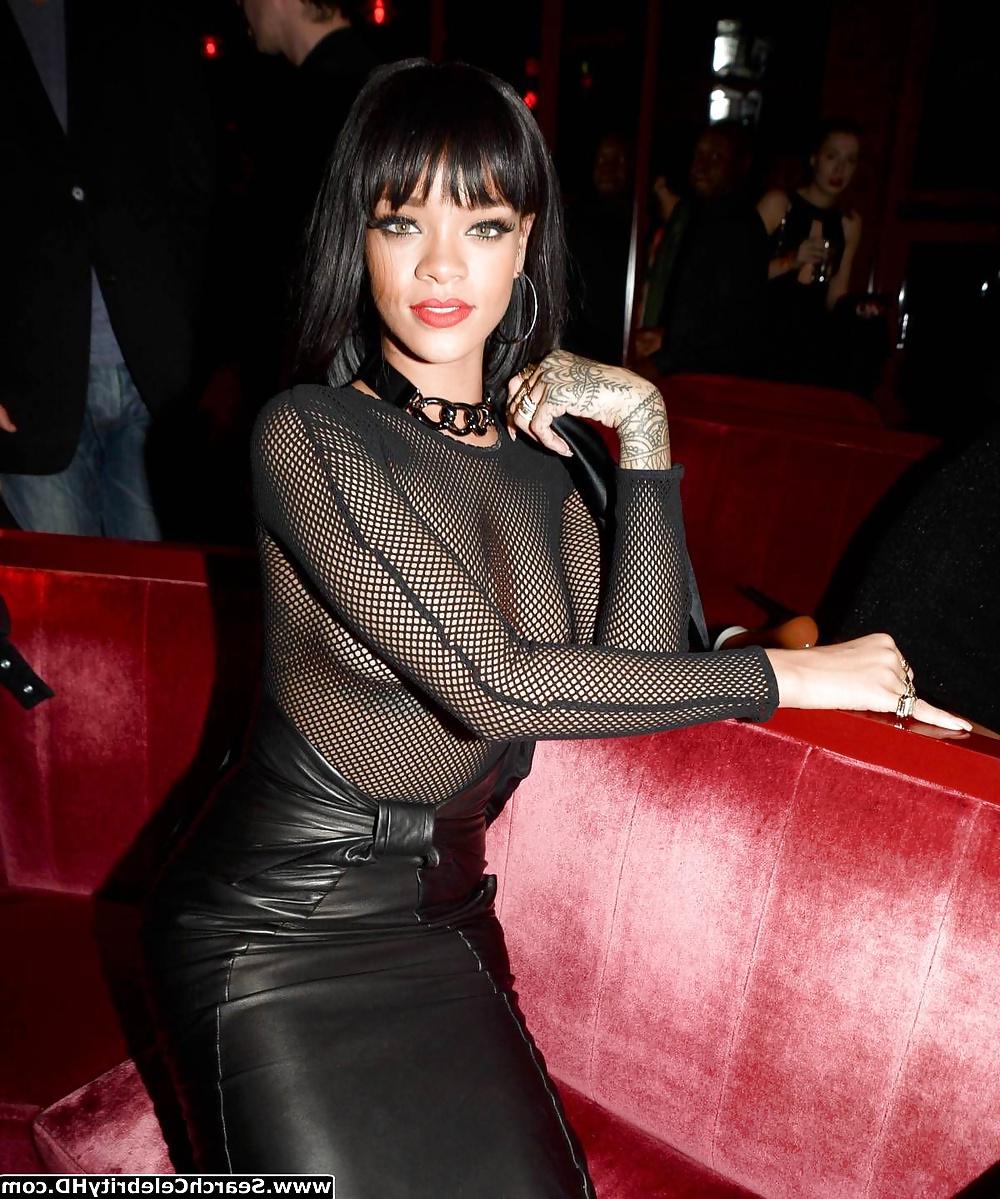 13P Rihanna - Braless at Balmain Fashion Show - Afterparty