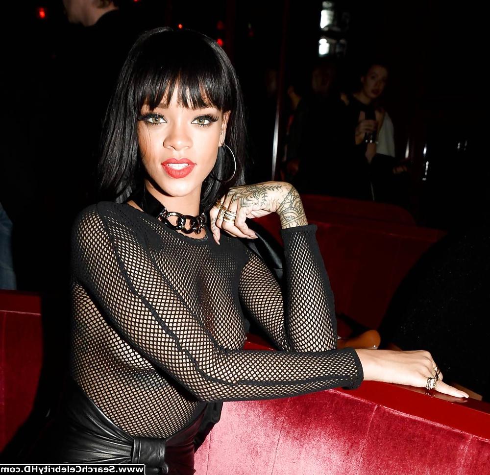 13P Rihanna - Braless at Balmain Fashion Show - Afterparty