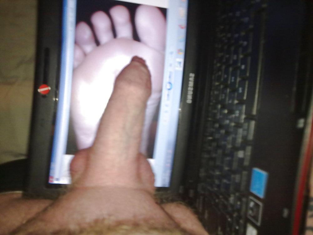 6P Stroking my cock over shomps sexy feet