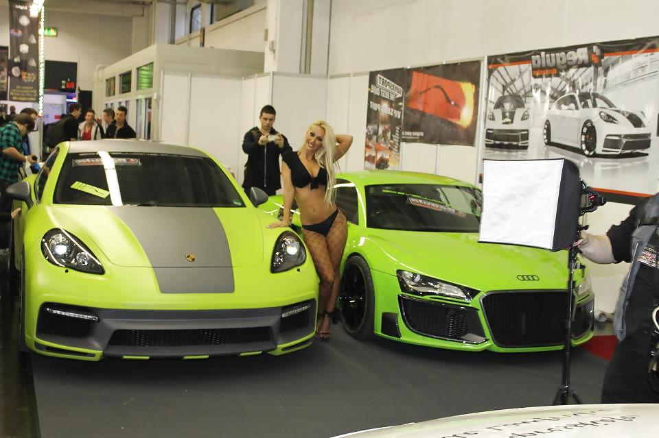 14P Ailine: Fake Tit Model at Car Show