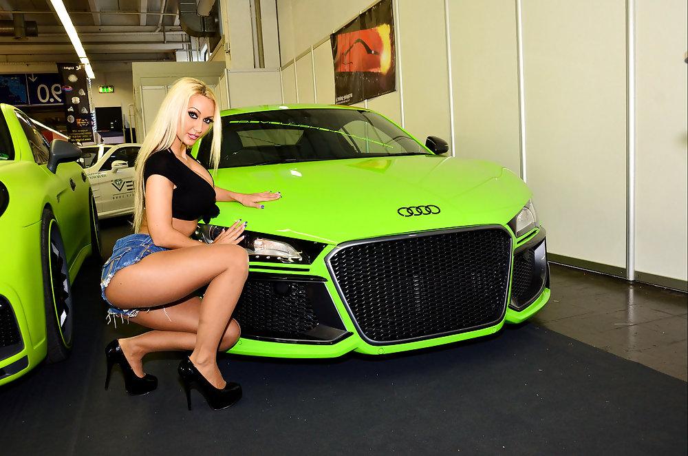 14P Ailine: Fake Tit Model at Car Show