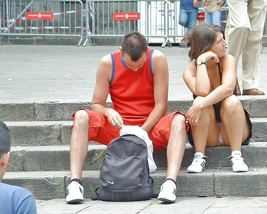25P Upskirt White Panties In Public 1