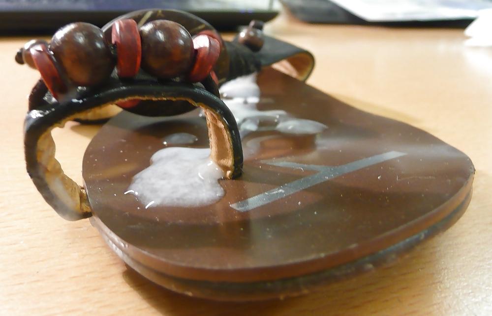 11P Fuck and cum toe loop sandals bought on internet