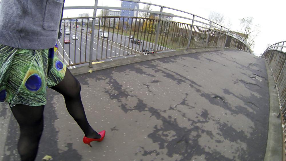16P Public upskirt flash on bridge over traffic