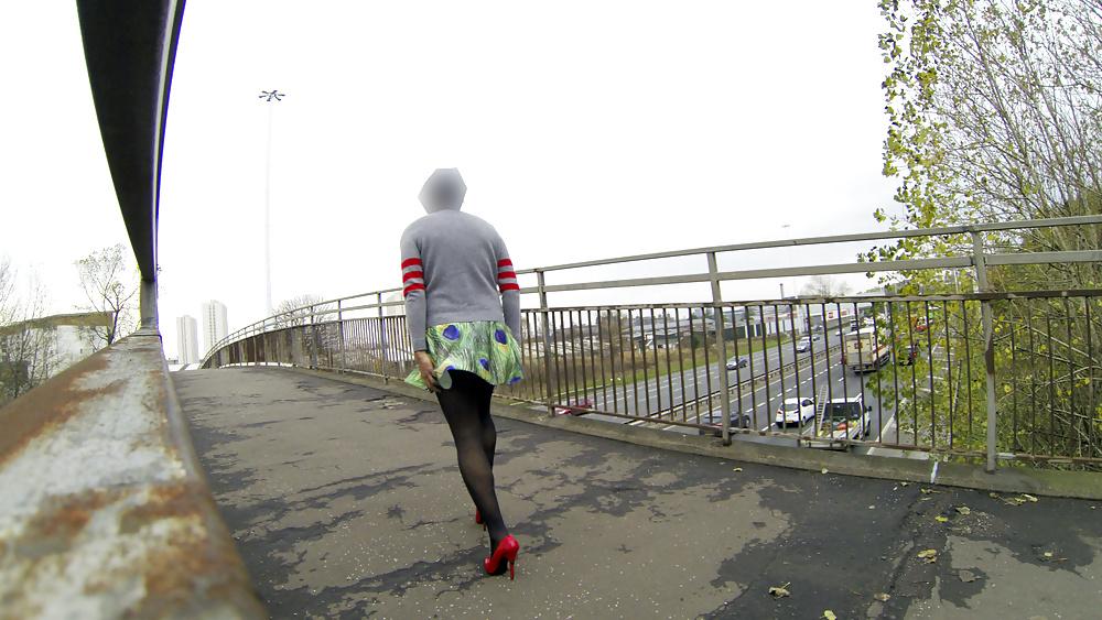 16P Public upskirt flash on bridge over traffic