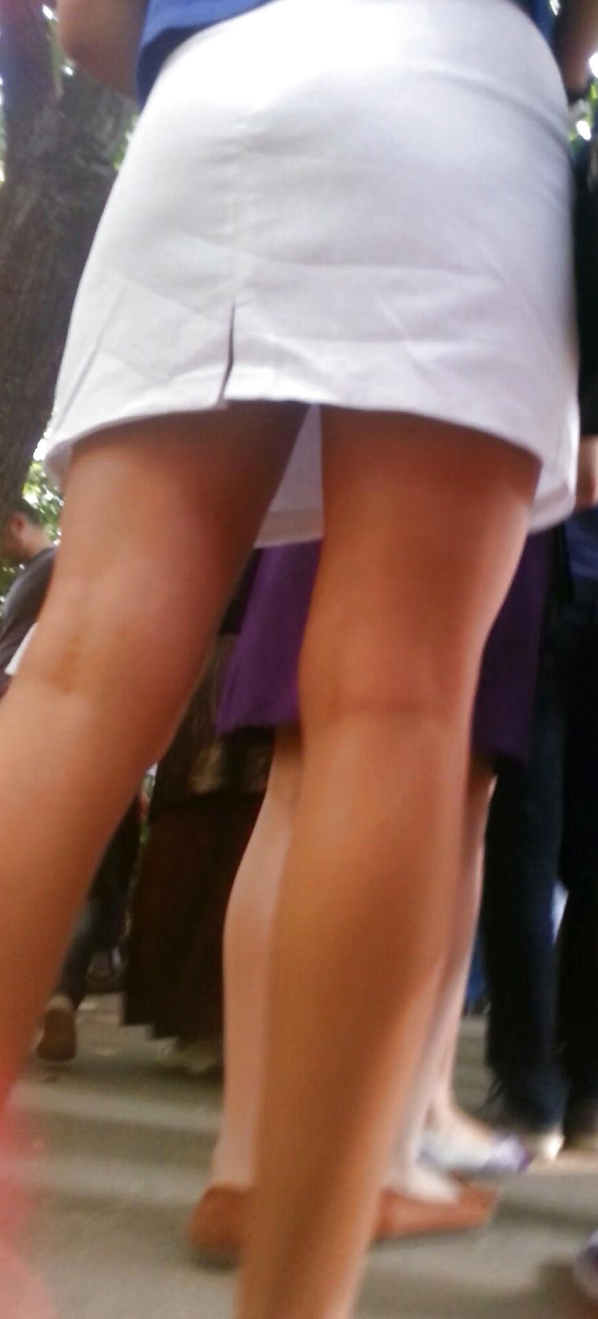 12P Spy sexy brunette teens skirt and feet romanian