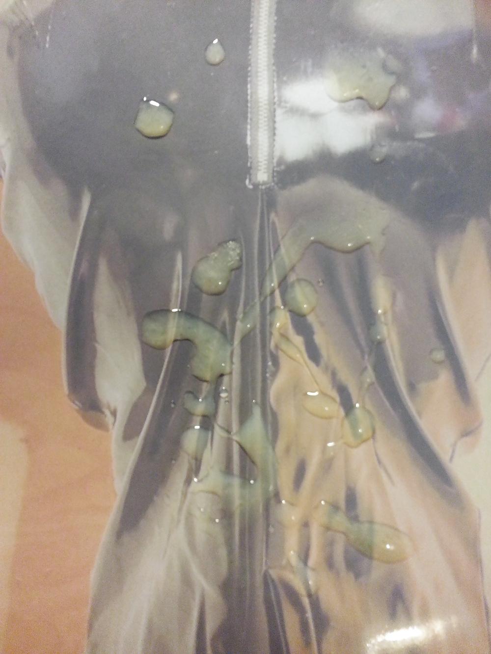 7P Cumming all over LeatherLoveStuds PVC skirt
