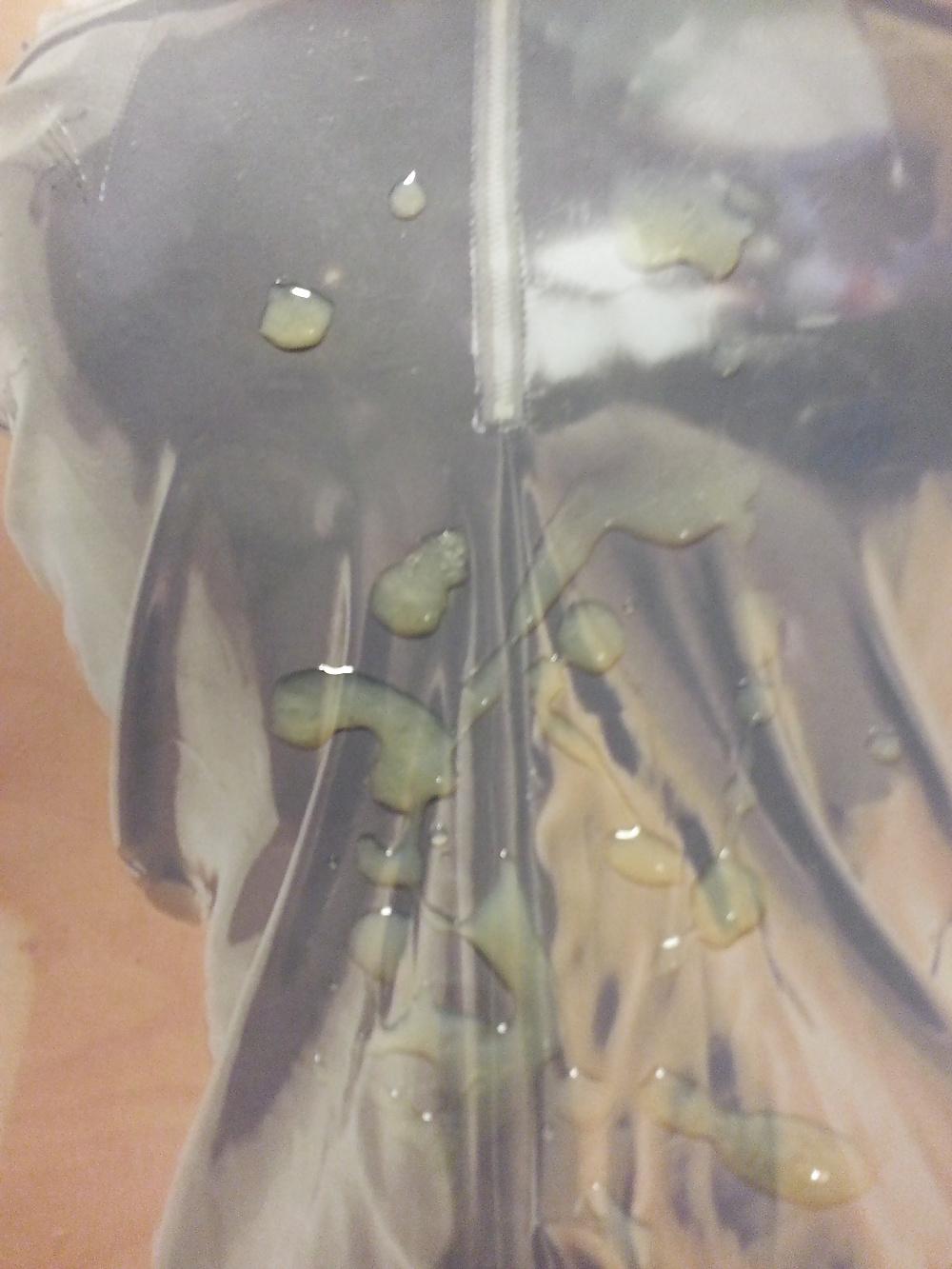 7P Cumming all over LeatherLoveStuds PVC skirt