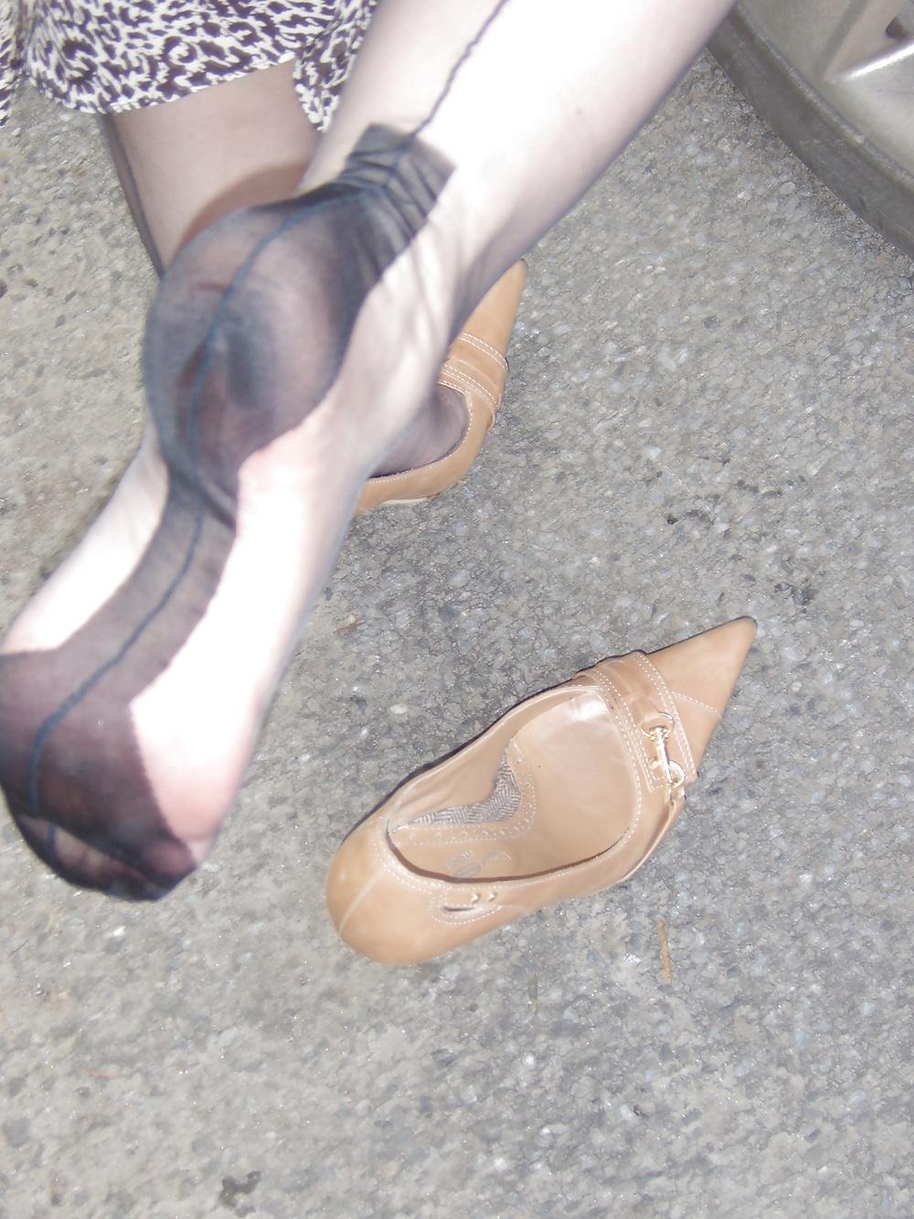 19P Lusting over my nyloned feet