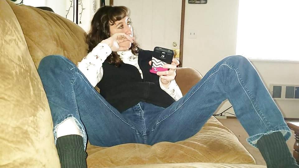 25P My Wife's pussy mound you can see through jeans.