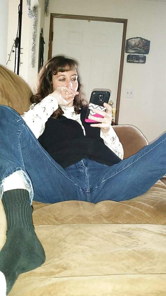 25P My Wife's pussy mound you can see through jeans.