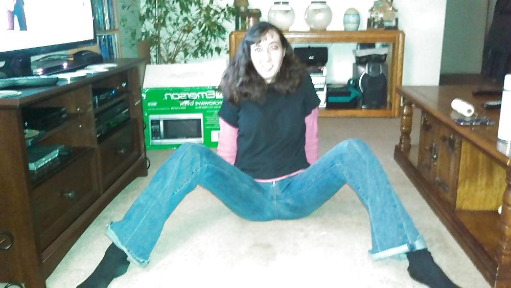 25P My Wife's pussy mound you can see through jeans.