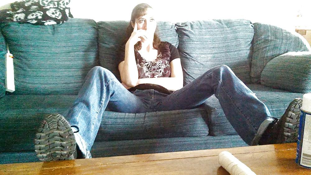 25P My Wife's pussy mound you can see through jeans.