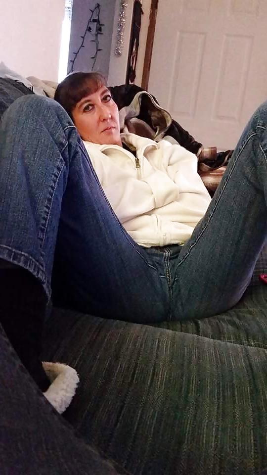 25P My Wife's pussy mound you can see through jeans.