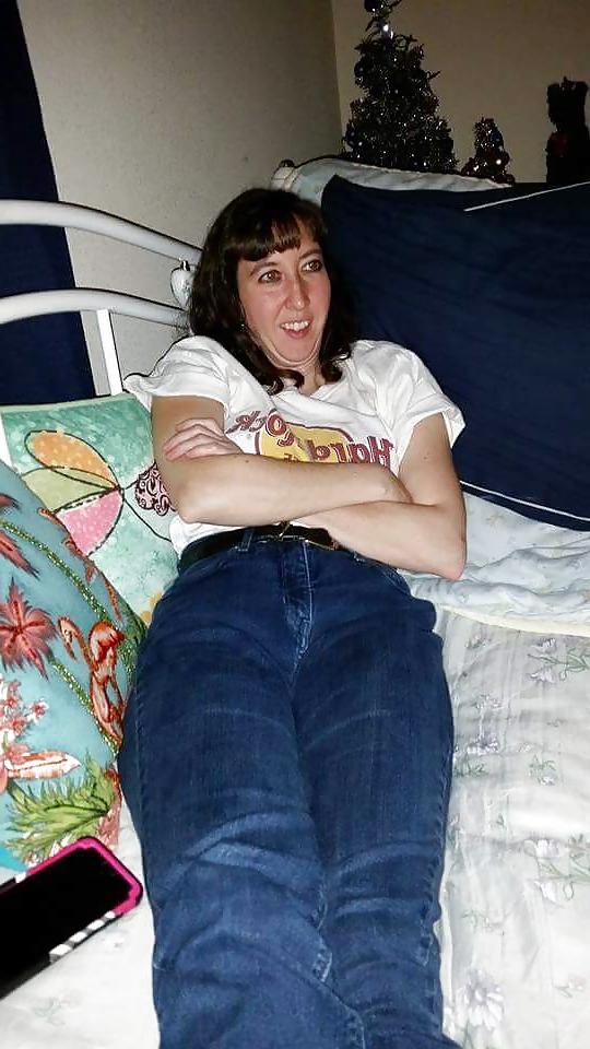 25P My Wife's pussy mound you can see through jeans.