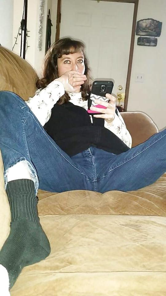 25P My Wife's pussy mound you can see through jeans.