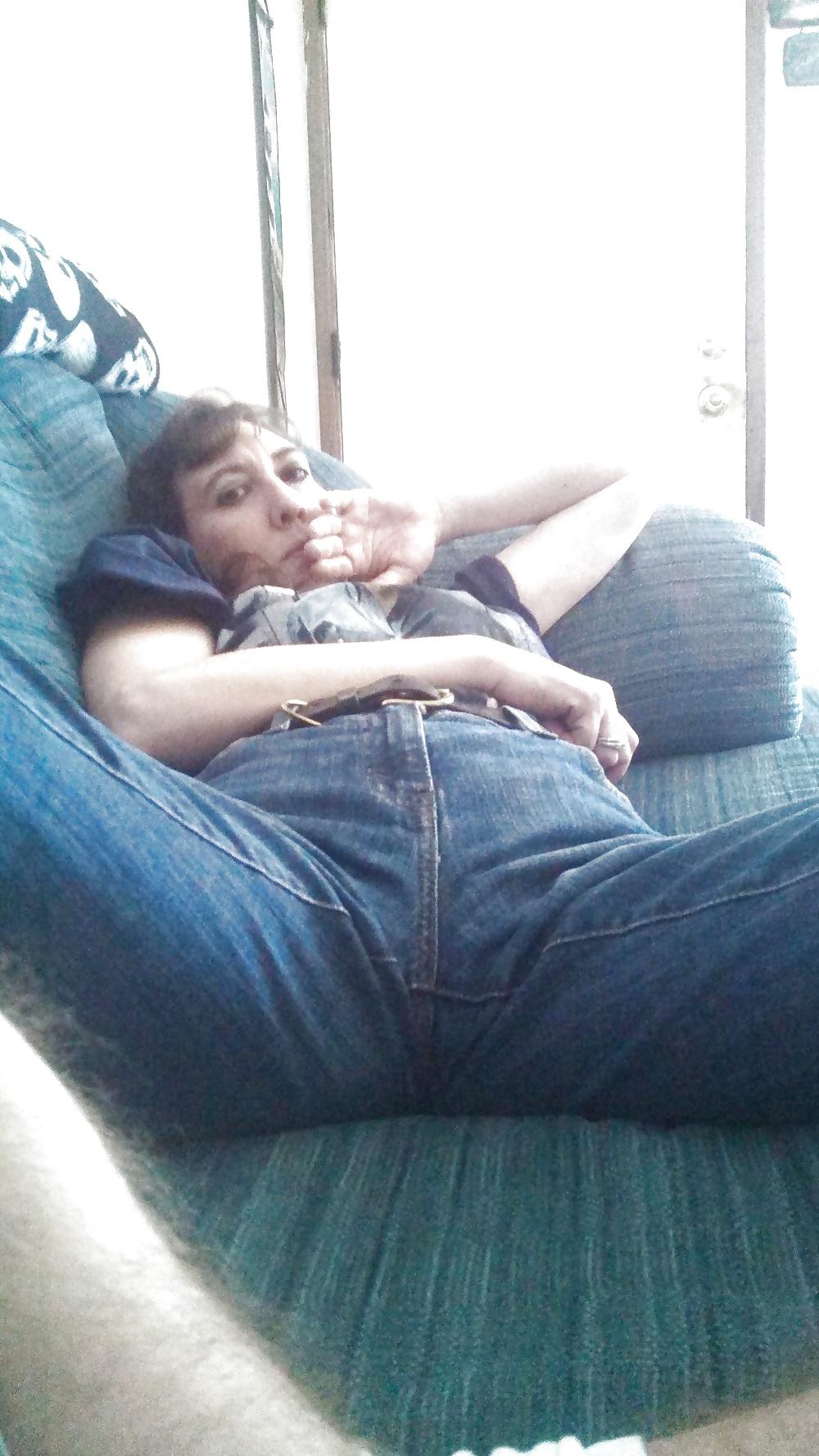 25P My Wife's pussy mound you can see through jeans.