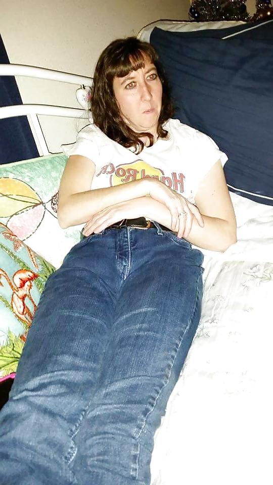 25P My Wife's pussy mound you can see through jeans.