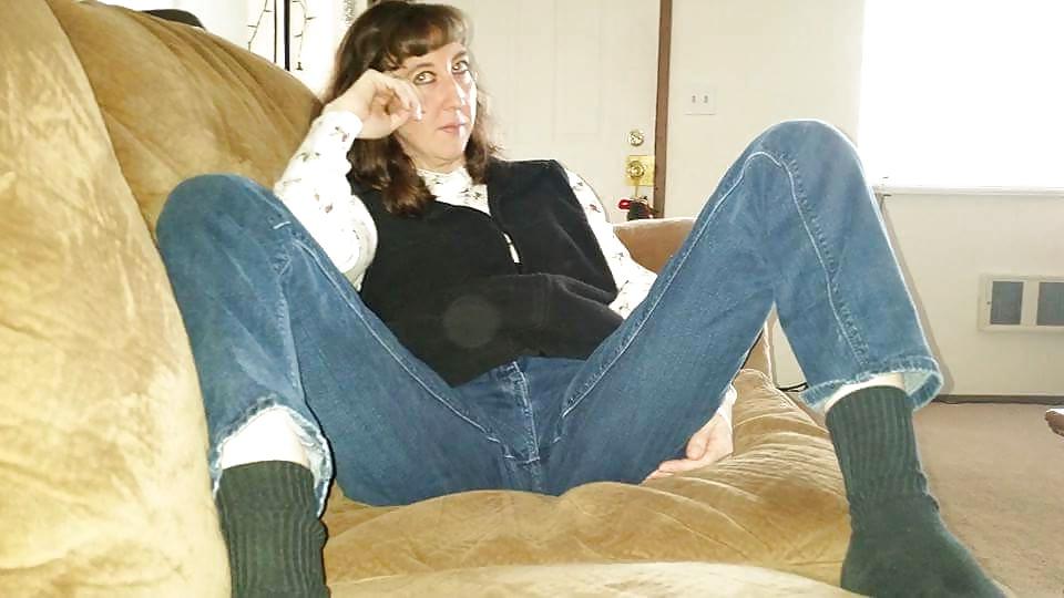 25P My Wife's pussy mound you can see through jeans.