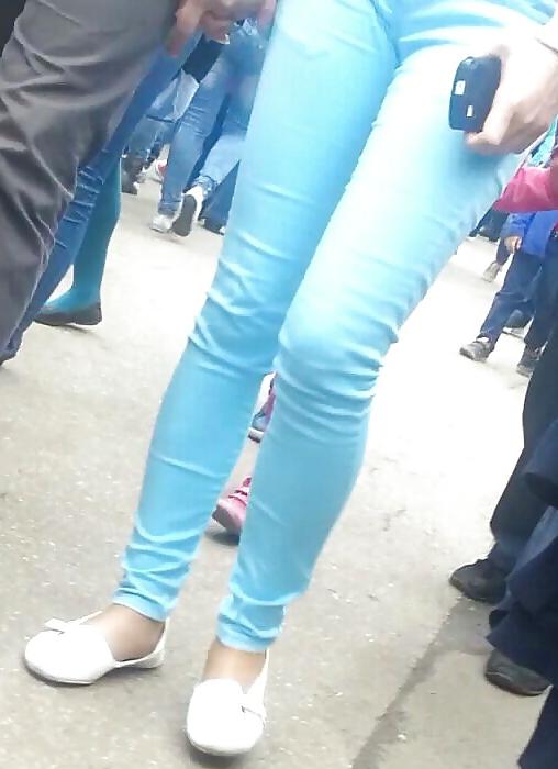 25P Spy cameltoe jeans, shorts sexy women romanian