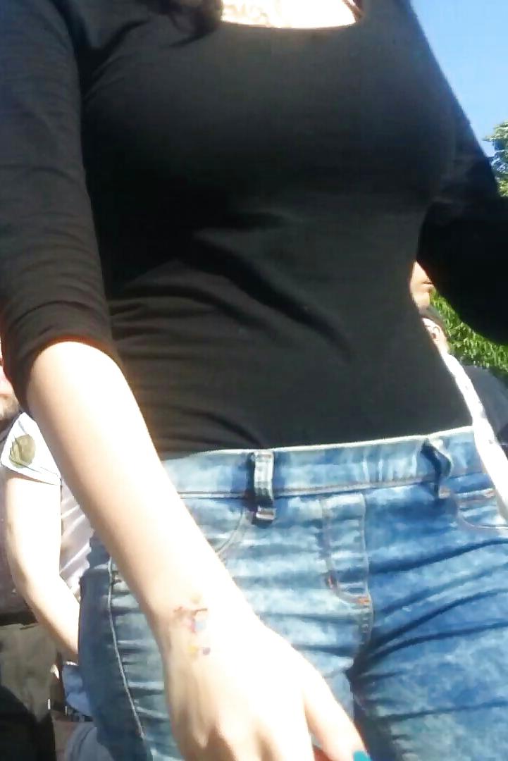 25P Spy cameltoe jeans, shorts sexy women romanian
