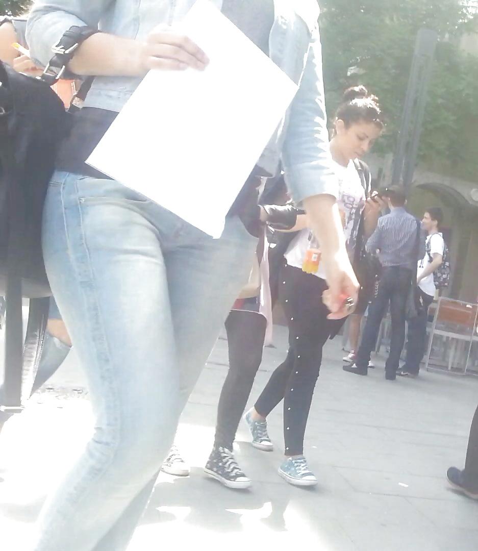25P Spy cameltoe jeans, shorts sexy women romanian