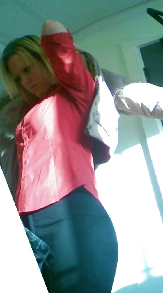 10P Blonde PAWG co-worker in tight trousers & jeans