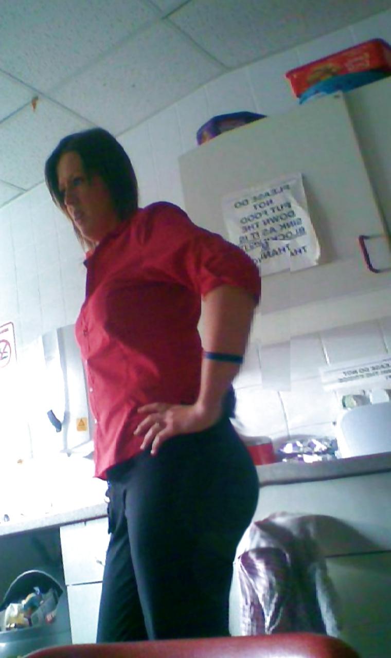 10P Blonde PAWG co-worker in tight trousers & jeans