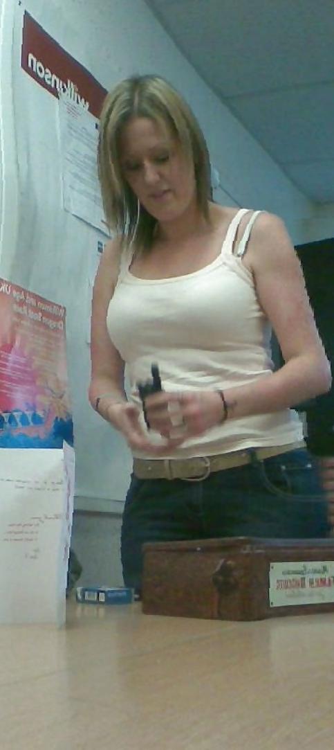 10P Blonde PAWG co-worker in tight trousers & jeans