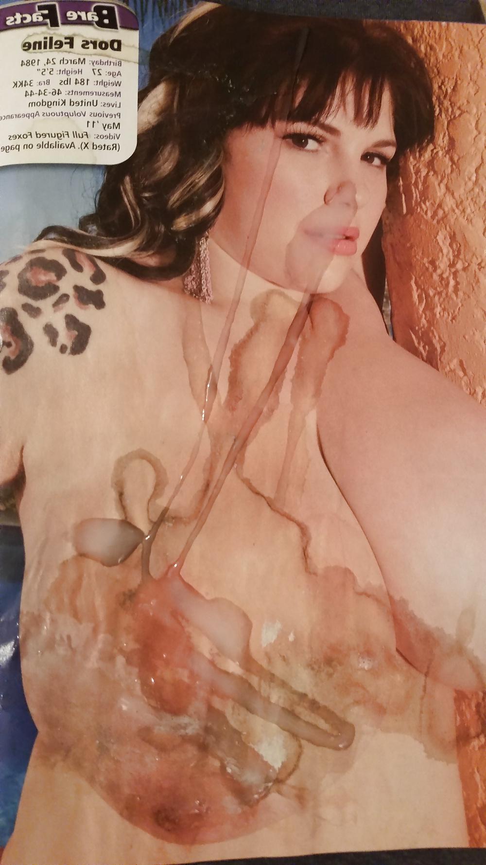 4P More cum over this huge titted porn mag slut